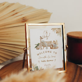 Póster Bienvenida Baby Shower de Boho Modern Heart Font