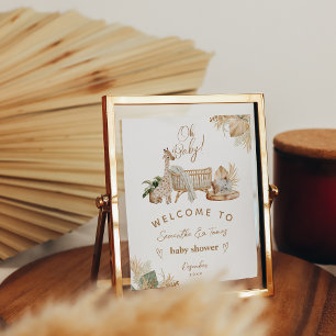Póster Bienvenida Baby Shower de Boho Modern Heart Font