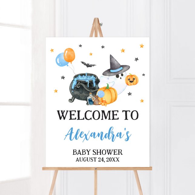 Póster Bienvenida Baby Shower de Boy Little Boo (Ghost Halloween Baby Shower
Welcome Sign)