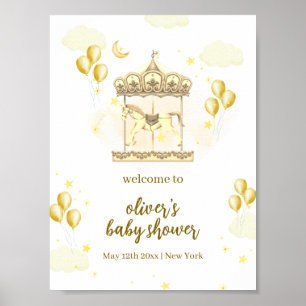 Póster Bienvenida Baby Shower de Carrusel Mágico Gold Ele