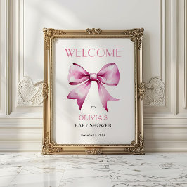 Póster Bienvenida Baby Shower de cinta de color rosa