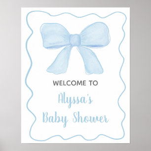 Póster Bienvenida Baby Shower de Coquette Blue Boy Bow