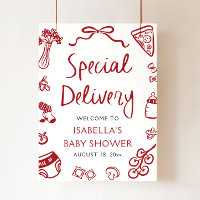 Bienvenida Baby Shower de entrega especial Pizza e