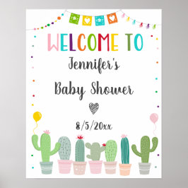 Póster Bienvenida Baby Shower de Fiesta Cactus Neutral de
