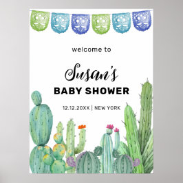 Póster Bienvenida Baby Shower de Greenery Taco Fiesta Cac