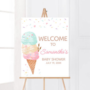 Póster Bienvenida Baby Shower de Ice Cream