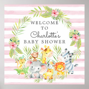 Póster Bienvenida Baby Shower de Jungle Animals