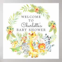 Póster Bienvenida Baby Shower de Jungle Animals