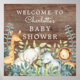 Póster Bienvenida Baby Shower de Jungle Animals