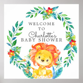 Póster Bienvenida Baby Shower de Jungle Lion
