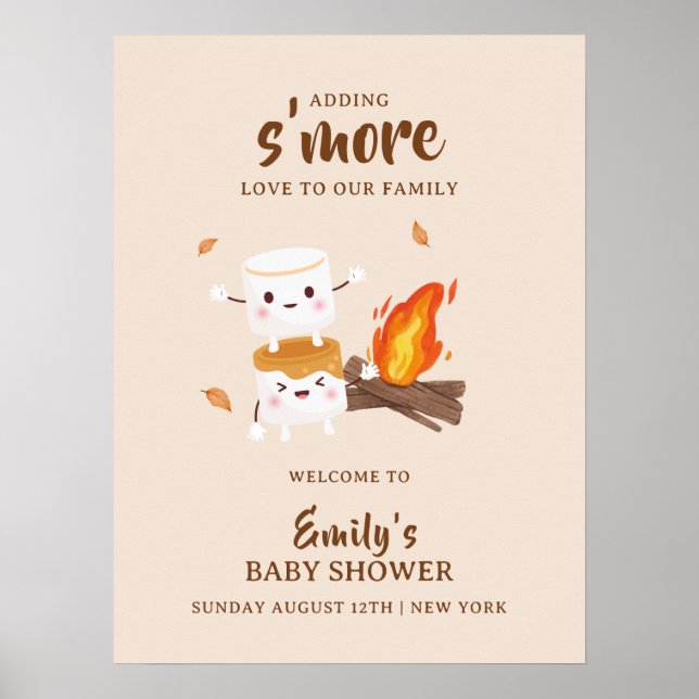 Póster Bienvenida Baby Shower De Kawaii'S Love Campfire (Frente)