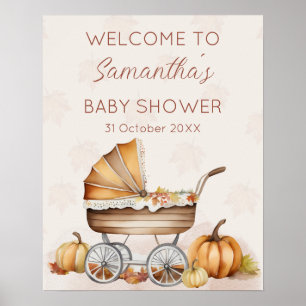 Póster Bienvenida Baby Shower de la Calabaza de Caída de 