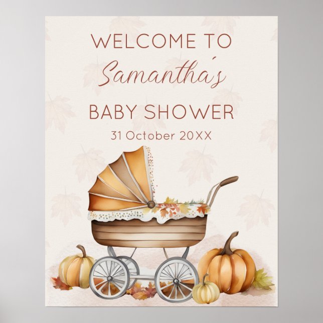Póster Bienvenida Baby Shower de la Calabaza de Caída de  (Frente)