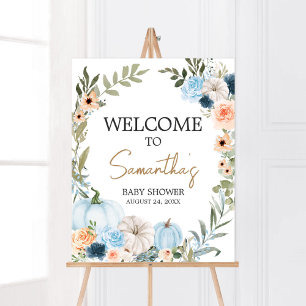 Póster Bienvenida Baby Shower de la Calabaza de Flores de