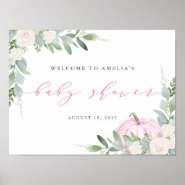 Póster Bienvenida Baby Shower de la cascada de calabaza r