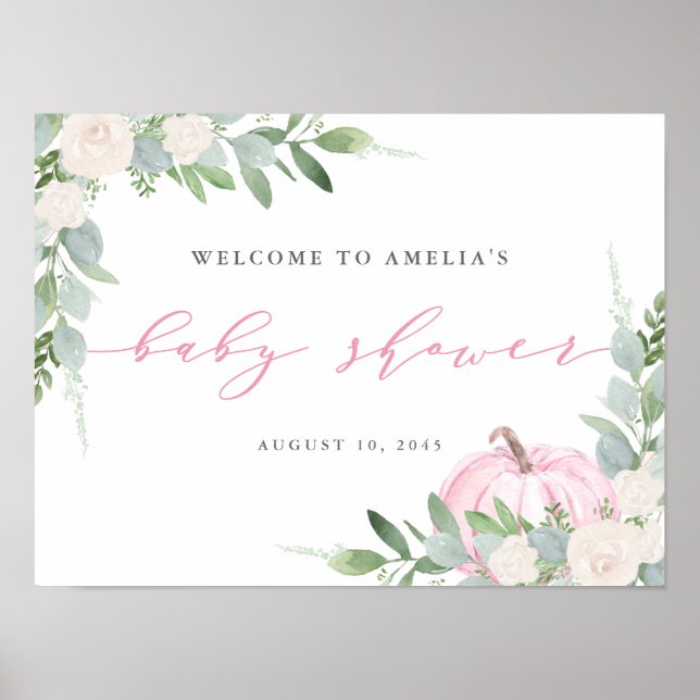 Póster Bienvenida Baby Shower de la cascada de calabaza r (Frente)