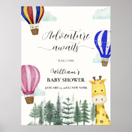 Póster Bienvenida Baby Shower de la jungla de globos aero