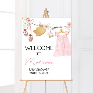 Póster Bienvenida Baby Shower de la ropa de bebé dulce Gi