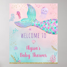Bienvenida Baby Shower De La Sirenita Rosa Bajo El