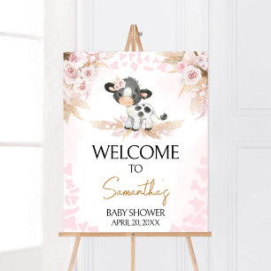 Póster Bienvenida Baby Shower de la vaca roja