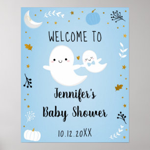 Póster Bienvenida Baby Shower de Little Boo Blue Boy Ghos