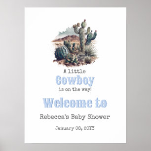 Póster Bienvenida Baby Shower de Little Cowboy Western Bl