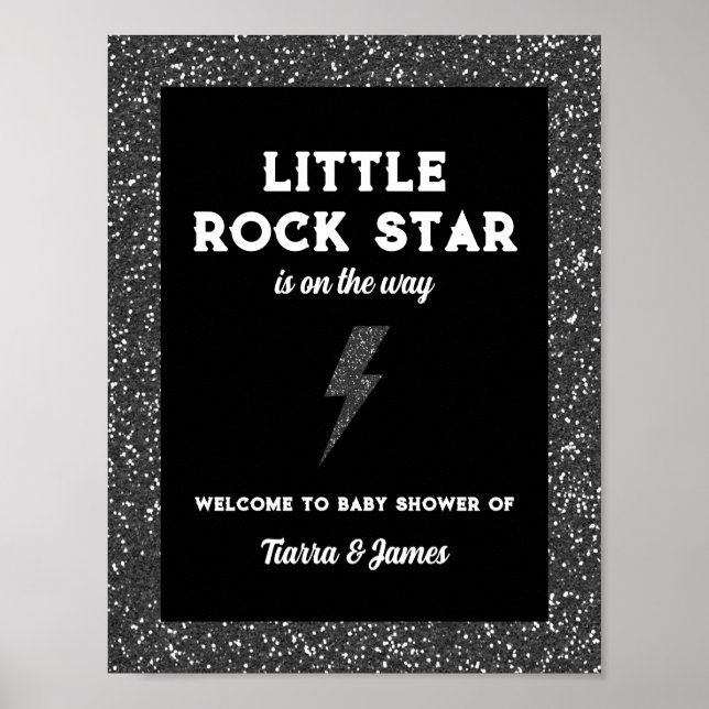 Póster Bienvenida Baby Shower de Little Rock Star (Frente)
