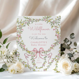 Póster Bienvenida Baby Shower de Little wildflower pink B