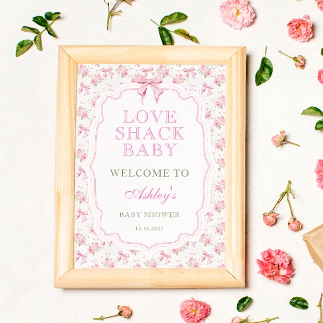 Póster Bienvenida Baby Shower de Love Shack Pink Bow (Subido por el creador)