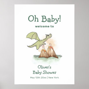 Póster Bienvenida Baby Shower de Magic Dragon Mountain Bo