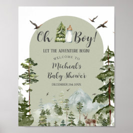 Póster Bienvenida Baby Shower de Oh Boy Adventure Pine Fo