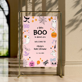 Póster Bienvenida Baby Shower De Pink A Little Boo Hallow