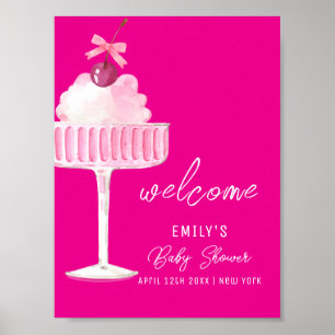 Póster Bienvenida Baby Shower de Pink Brunch Cherry Champ