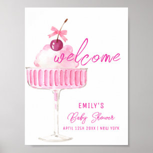 Póster Bienvenida Baby Shower de Pink Cherry Champagne Br