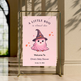 Póster Bienvenida Baby Shower De Pink Halloween A Little