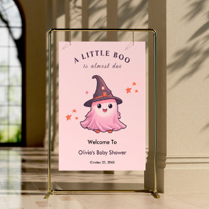 Póster Bienvenida Baby Shower De Pink Halloween A Little 