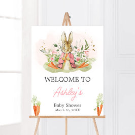 Póster Bienvenida Baby Shower de Pink Peter Rabbit