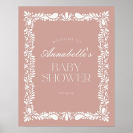 Póster Bienvenida Baby Shower de Pink Talavera Tile Fiest