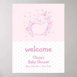 Póster Bienvenida Baby Shower de Punto Rosa Cuka Polka Un