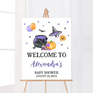 Póster Bienvenida Baby Shower de Purple Little Boo Ghost