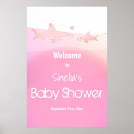 Póster Bienvenida Baby Shower de Shark Ocean Pink