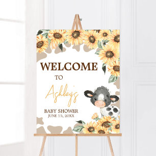 Póster Bienvenida Baby Shower de Sunflower Holy Cow