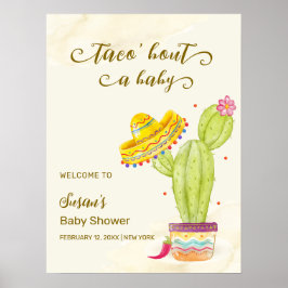 Póster Bienvenida Baby Shower de Taco 'Bout A Baby Cactus