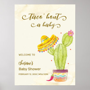 Póster Bienvenida Baby Shower de Taco 'Bout A Baby Cactus
