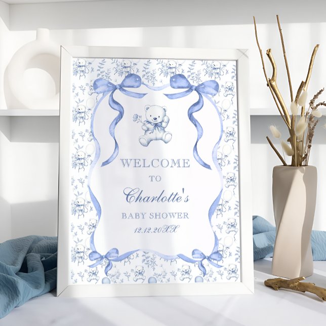 Póster Bienvenida Baby Shower De Toile De Jouy Teddy Bear (Subido por el creador)