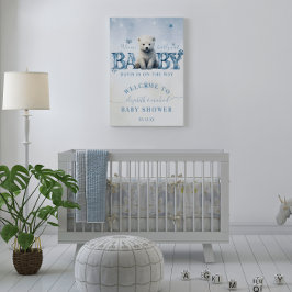 Póster Bienvenida Baby Shower de Winter Modern Bearly Wai