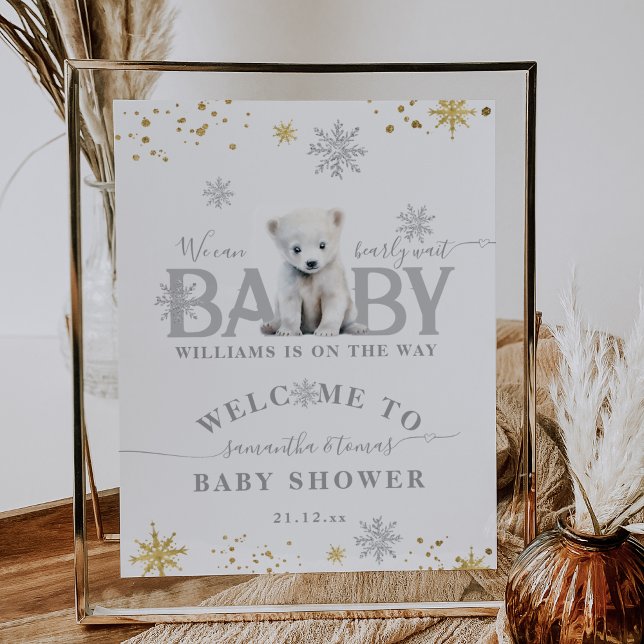 Póster Bienvenida Baby Shower de Winter Modern Bearly Wai (Subido por el creador)