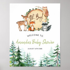 Póster Bienvenida Baby Shower de Woodland Forest Oh Boy
