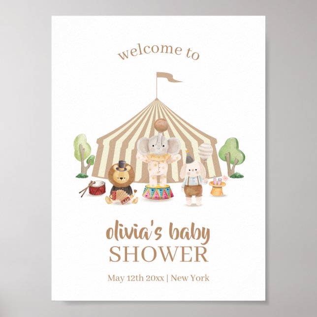 Póster Bienvenida Baby Shower del Boho Magic Safari Circu (Frente)