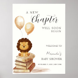 Póster Bienvenida Baby Shower del Boho New Chapter Lion B